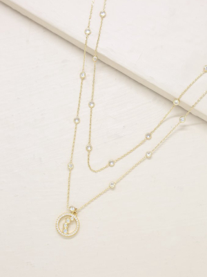 Orbital Crystal Multi-chain 18k Gold Plated Pendant Necklace