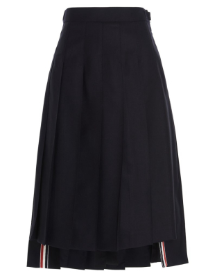 Thom Browne Rwb Stripe Pleated Midi Skirt