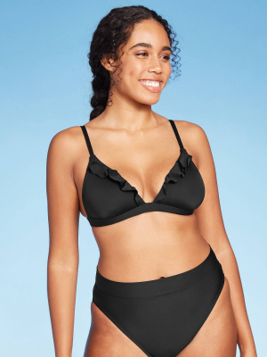 Women's Ruffle Bralette Bikini Top - Shade & Shore™ Black