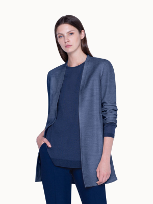 Jacket In Wool Cotton Piqué Stretch