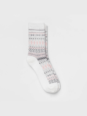 Warm Essentials By Cuddl Duds Women's Geo Fair Isle Crew Socks 4-10