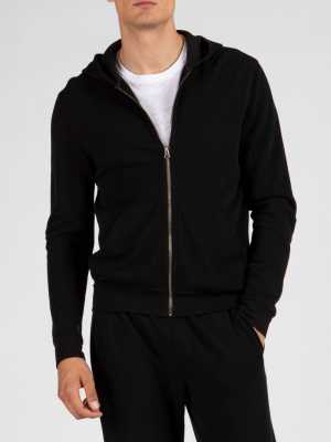 French Terry Zip-up Hoodie - Black