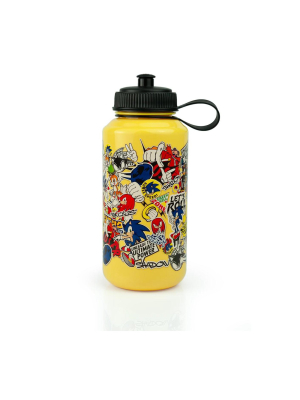 Just Funky Sonic The Hedgehog Sticker Bomb Large Plastic Water Bottle | Holds 32 Ounces