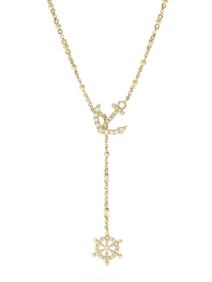 Effy Novelty 14k Yellow Gold Diamond Nautical Necklace, 0.18 Tcw