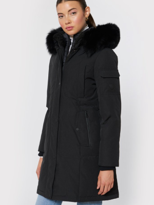 Vera Down Parka Coat, Black