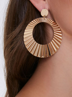 Pleated Drop-hoop Earrings