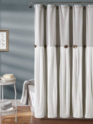 Linen Button Shower Curtain - Lush Décor