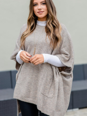 Going On Taupe Brown Poncho Top