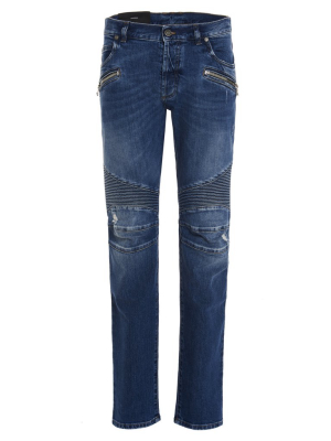 Balmain Panelled Straight Leg Jeans