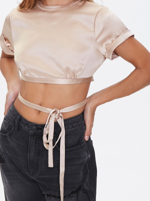 Satin Tie-back Crop Top