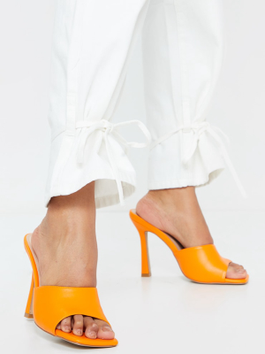 Orange Square Toe Mule High Heels