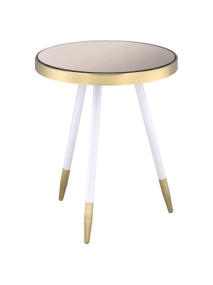 End Table White Antique Brass Gray - Acme Furniture