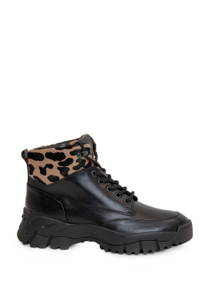 Tod's Leopard Print Lace-up Boots