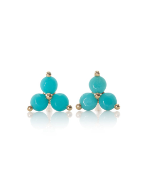 Triple Prong Set Turquoise Studs