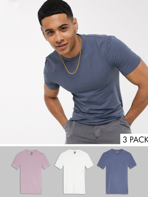 Asos Design 3 Pack Organic Muscle Fit T-shirt