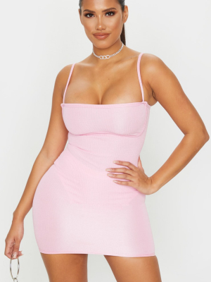 Shape Baby Pink Crinkle Rib Bust Detail Bodycon...