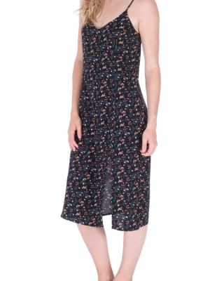 Floral Midi Slip Dress With Slit