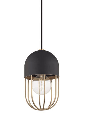 Haley 1 Light Pendant - Aged Brass/black