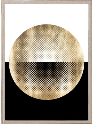 Halftone Circles Gold Framed Artwork