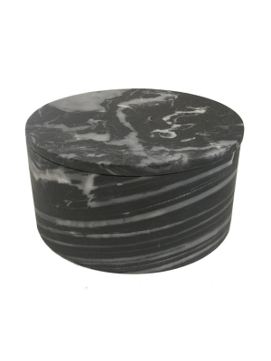 Large Grey Marble Cylinder Box