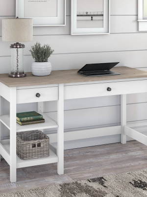 54w Mayfield Computer Desk With Shelves Shiplap Gray/pure White - Bush Furniture