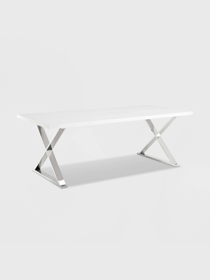 Sector Dining Table White Silver - Modway