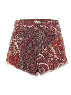 Etro Paisley Printed Denim Shorts