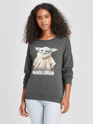 Women's Star Wars Mandalorian Baby Yoda Graphic Sweatshirt - Charcoal Heather