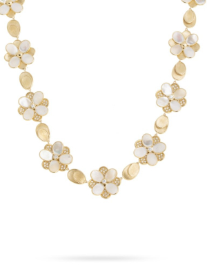 Marco Bicego® Petali Collection 18k Yellow Gold Mother Of Pearl And Diamond Flower Collar