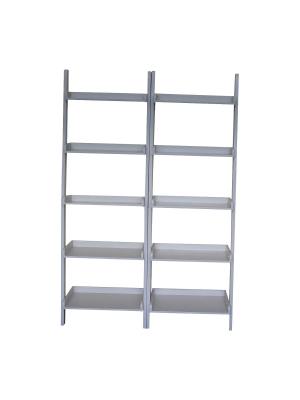 Set Of 2 75.5" Shelf Leaning Bookshelf Linen White - International Concepts