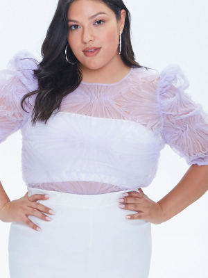 Plus Size Embellished Mesh Top