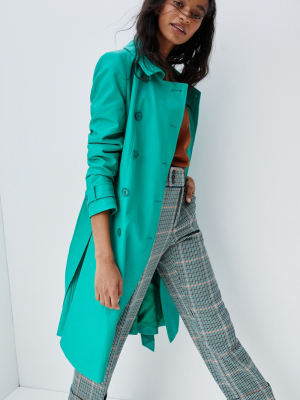 Helene Berman Emerald Faux Leather Trench Coat