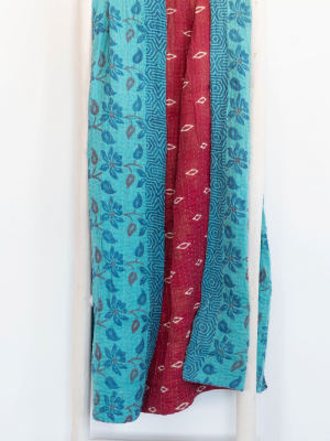 Connected Goods One-of-a-kind Kantha Quilted Throw Blanket No. 02890