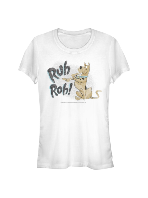 Junior's Scooby Doo Ruh Roh Pointing T-shirt