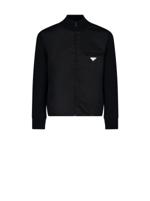 Prada Logo Zipped Cardigan