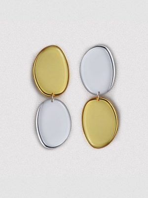 Asymmetrical Mirror Two-tone Earrings