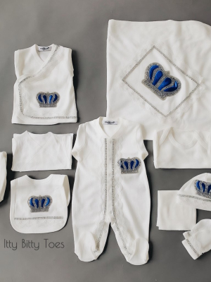 White & Blue 10 Piece Newborn Set