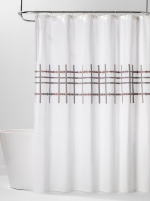 Crewel Embroidered Grid Shower Curtain Drizzle Gray/off-white - Project 62™