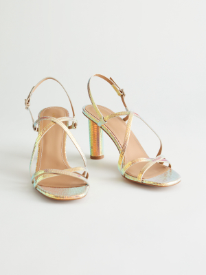 Cylinder Heel Strappy Leather Sandals