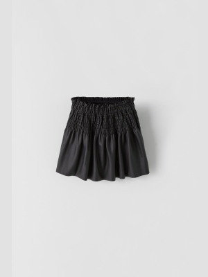 Elastic Smocked Skirt