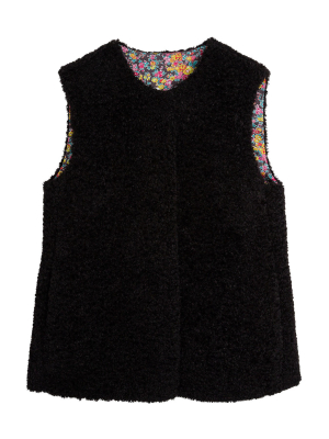 Philosophy Di Lorenzo Serafini Kids Floral Lined Faux Shearling Vest