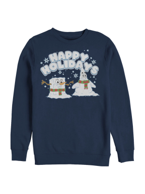 Men's Spongebob Squarepants Happy Holiday Snowman Sweatshirt