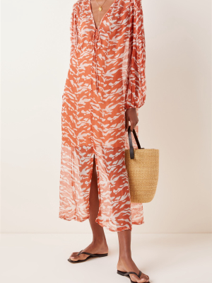 Lea Printed Silk Midi Dress