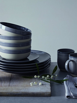 Brushed Glaze 16-piece Set In Charcoal Grey