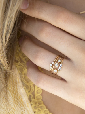 14k Small Graduated Bezel Diamond Ring