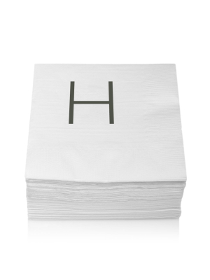 Monogram Cocktail Napkin, H (set Of 50)