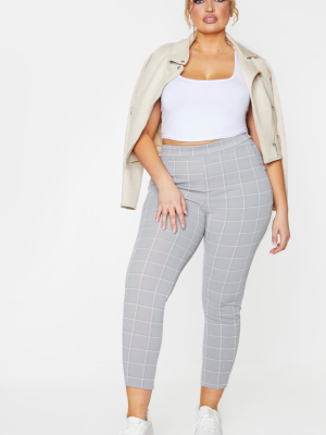 Plus Grey Tweed Check Skinny Pants