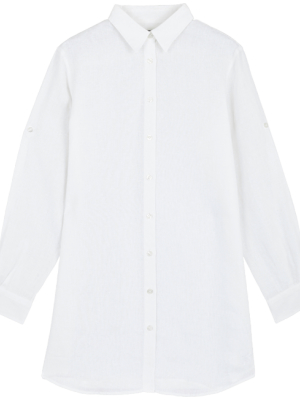 Long Linen Shirt In White