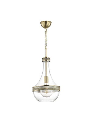 Hagen 1 Light Small Pendant Aged Brass