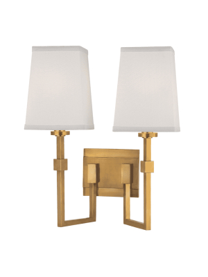 Fletcher 2 Light Wall Sconce Aged Brass